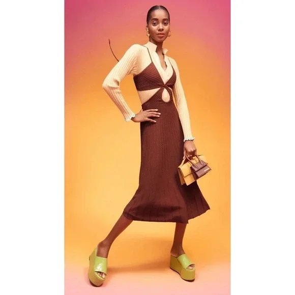 Cult Gaia Ottilia Knit Dress Clay Size L NWT - Picture 5 of 11